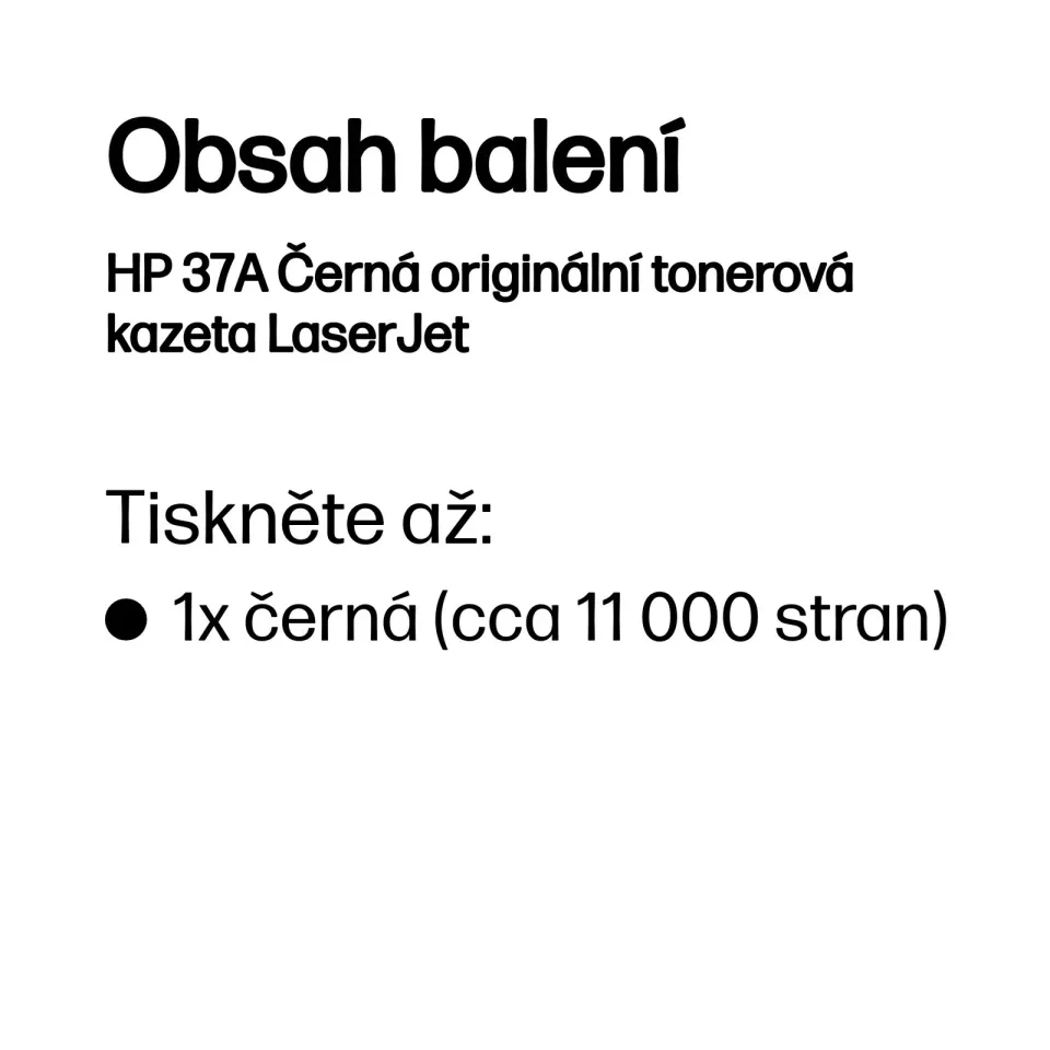HP CF237A originální černý toner č.37A cca 11000str. (pro LJ M631, M632, M607, M608, M609)