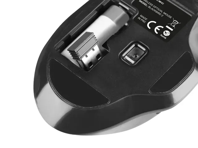 Natec optická myš BLACKBIRD 2/1600 DPI/Kancelářská/Optická/1 600 DPI/Bezdrátová USB/Černá