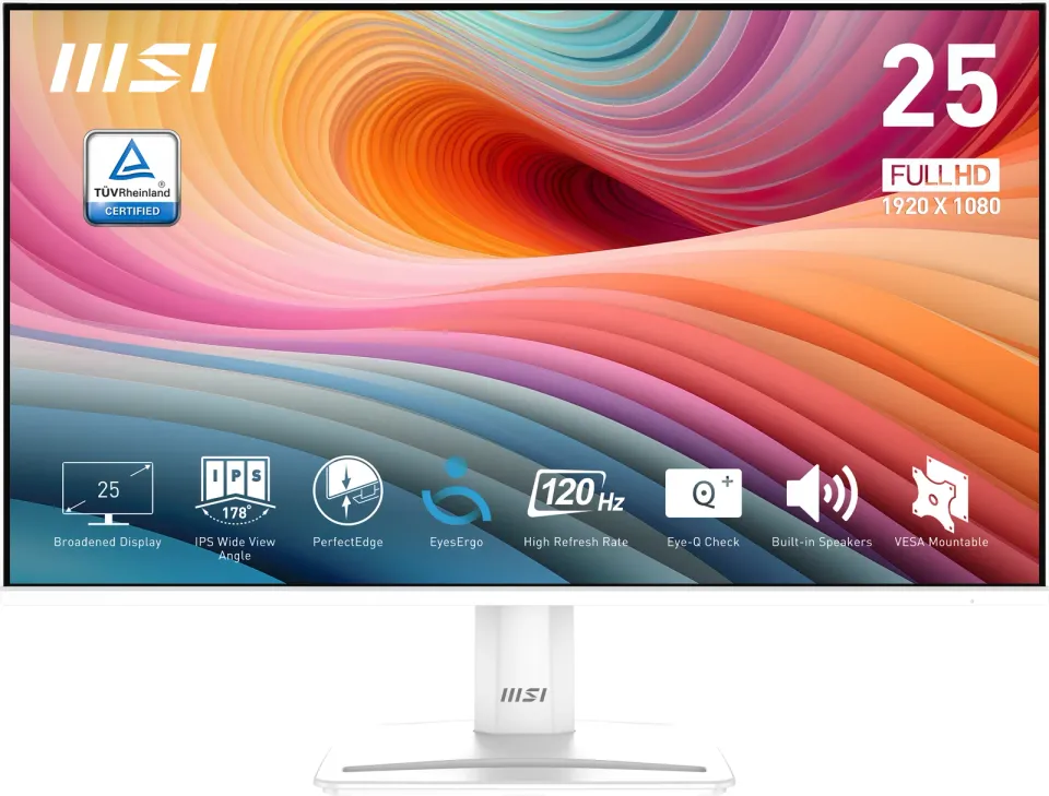 MSI monitor PRO MP251W E2 24,5" IPS/FHD/120Hz/1ms/HDMI/DP/VGA/bílá
