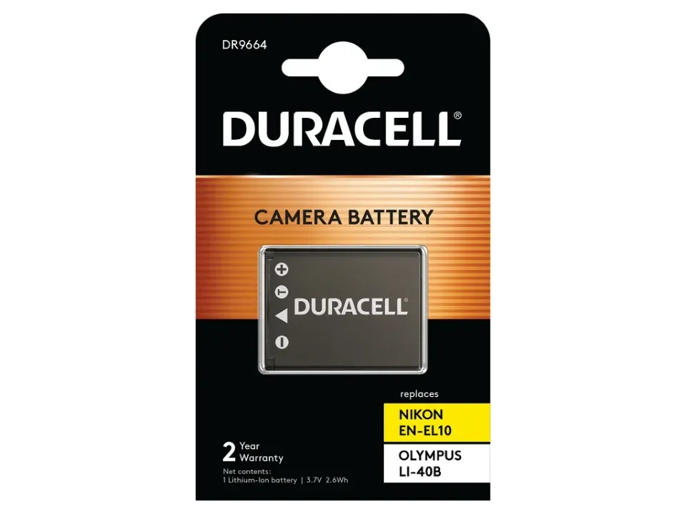 DURACELL Baterie - DR9664 pro Olympus, Nikon NP-45, černá, 630 mAh, 3.7V