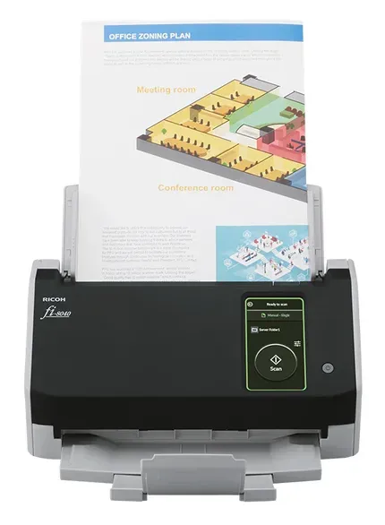 RICOH skener Fi-8040 A4, průchodový, 40ppm, 600dpi, LAN RJ45-1000, USB 3.2,ADF 50listů, 6000listů za den