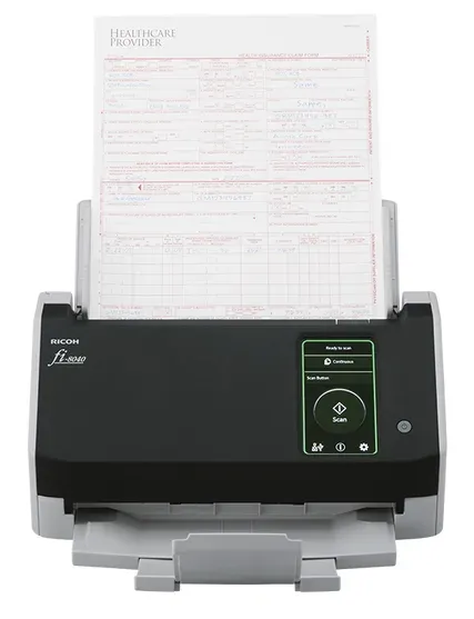 RICOH skener Fi-8040 A4, průchodový, 40ppm, 600dpi, LAN RJ45-1000, USB 3.2,ADF 50listů, 6000listů za den