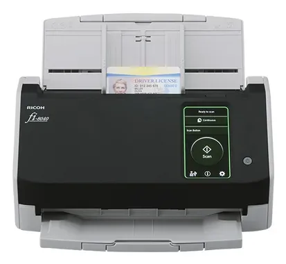RICOH skener Fi-8040 A4, průchodový, 40ppm, 600dpi, LAN RJ45-1000, USB 3.2,ADF 50listů, 6000listů za den