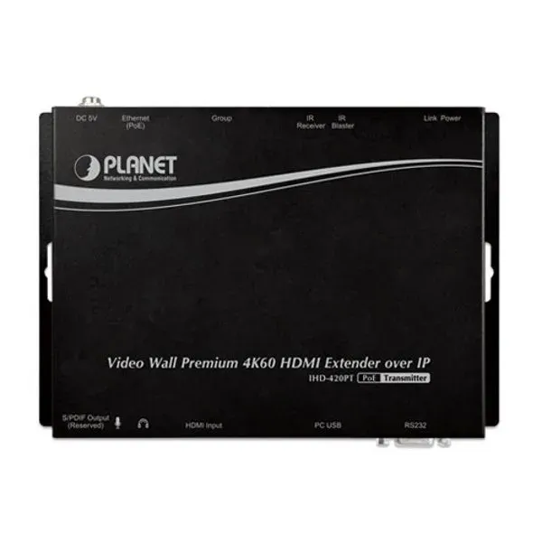 Planet IHD-420PT, HDMI a USB video transmitter/ video wall, 4K/60, vysílač, multicast, IR, RS-232, napájení PoE