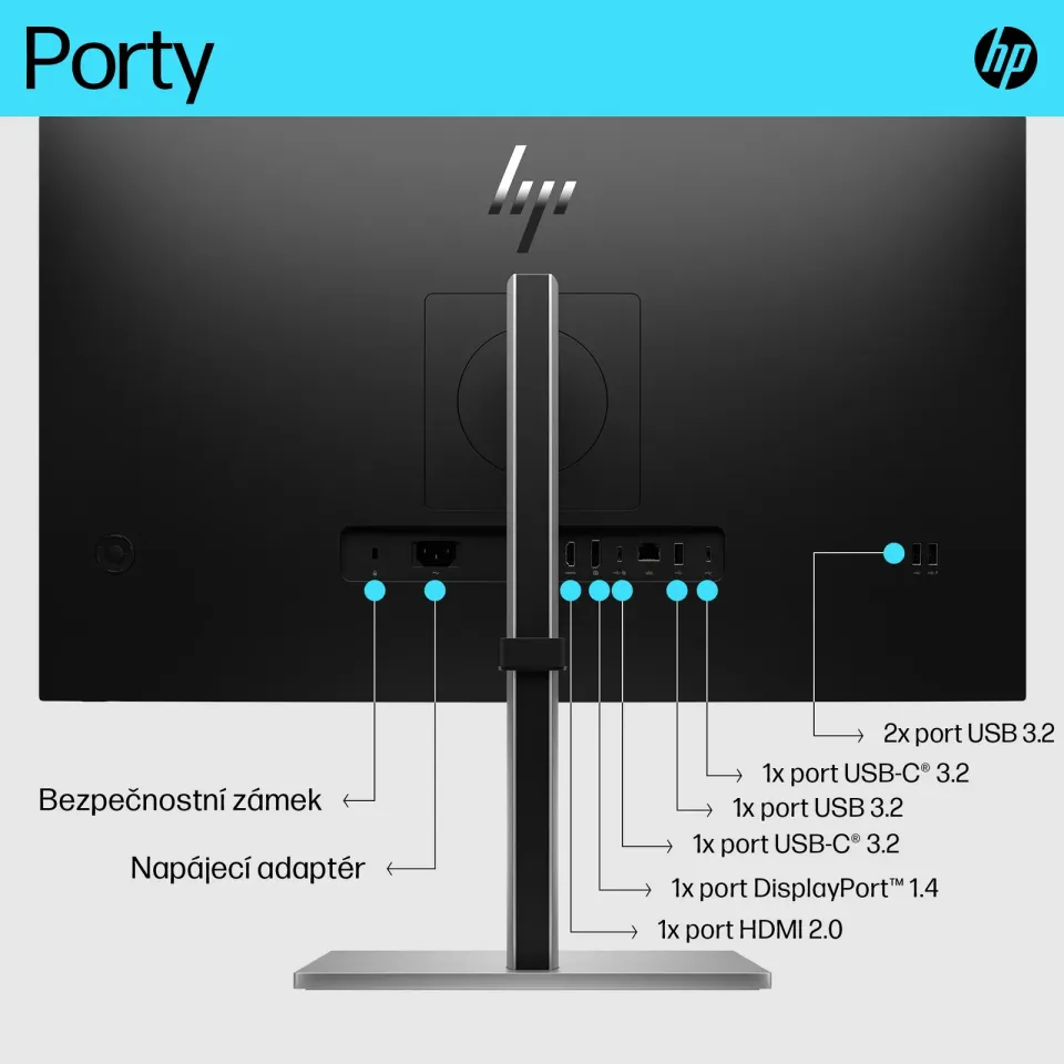 HP LCD HP E27k G5 27" 3840x2160 4K, IPS AG, 350nits, 60Hz, 1000:1, 5ms, 16:9, DP 1.4, HDMI 2.0, USB-C/DP, 3xUSB3.2, 1xUSB-C 65W, 1xUSB-C 15W, repro, RJ-45, Pivot, Výškově nastavitelný stojan