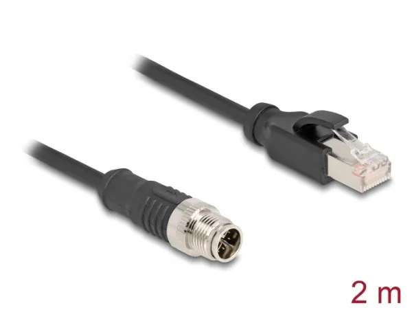 Delock Kabel M12, X-kódovaný, 8 pin, ze zástrčkového na RJ45 zástrčkového konekt
