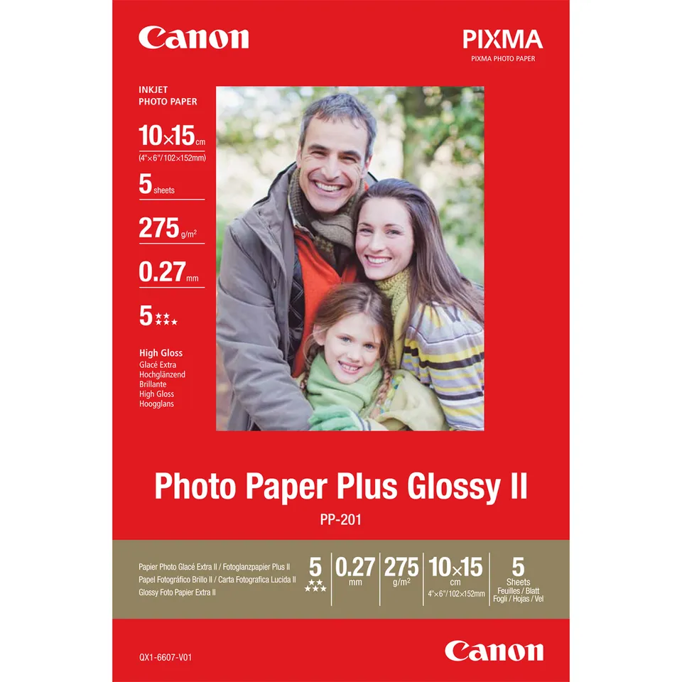 Canon fotopapír PP-201 - 10x15cm (4x6inch) - 265g/m2 - 5 listů - lesklý