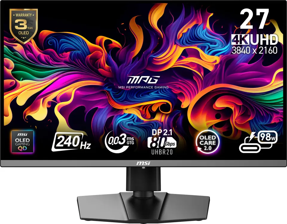 MSI MPG/272URX/26,5"/QD-OLED/4K UHD/240Hz/0,03ms/Černá/3R