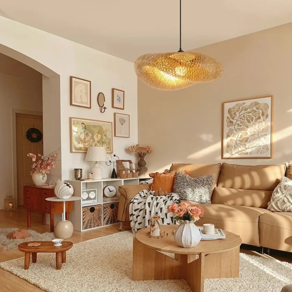 IMMAX BOHO HILO designové závěsné svítidlo, D60cm, E27, bambus