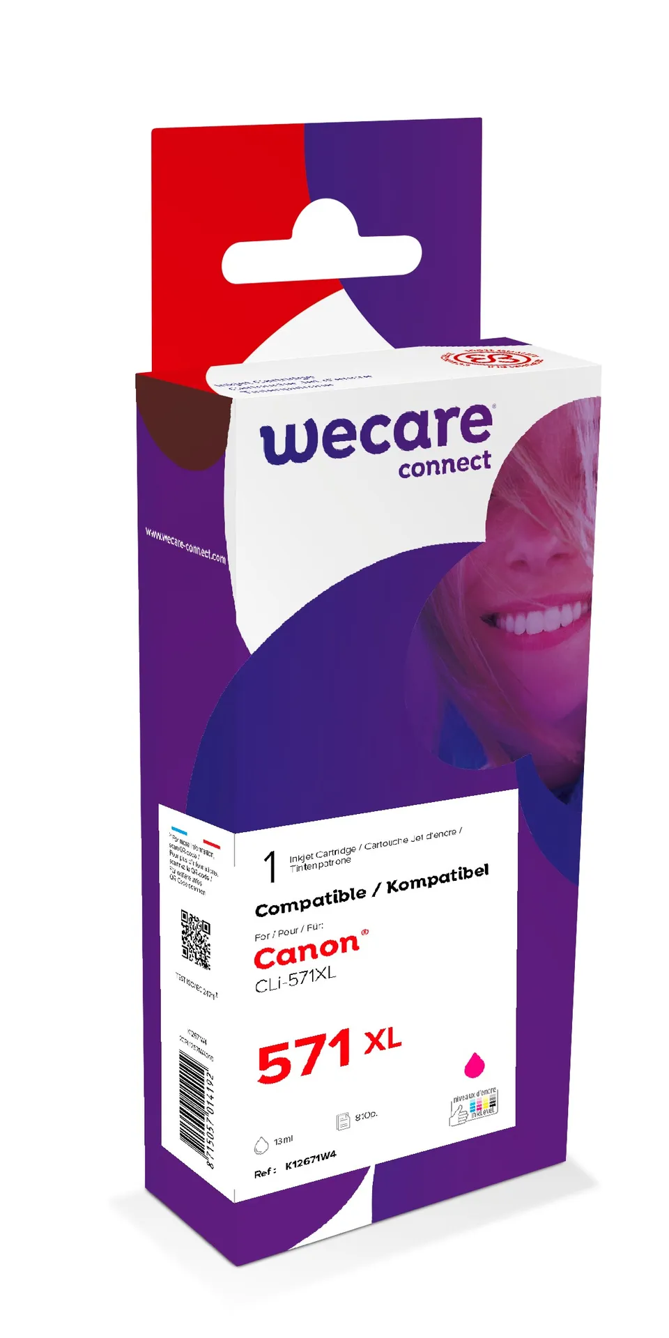 WECARE ARMOR ink pro CANON CLi-571XLM,červená/magenta