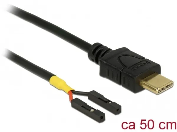Delock Kabel USB Type-C samec > 2 x pin konektor samice oddělení napájení 50 cm