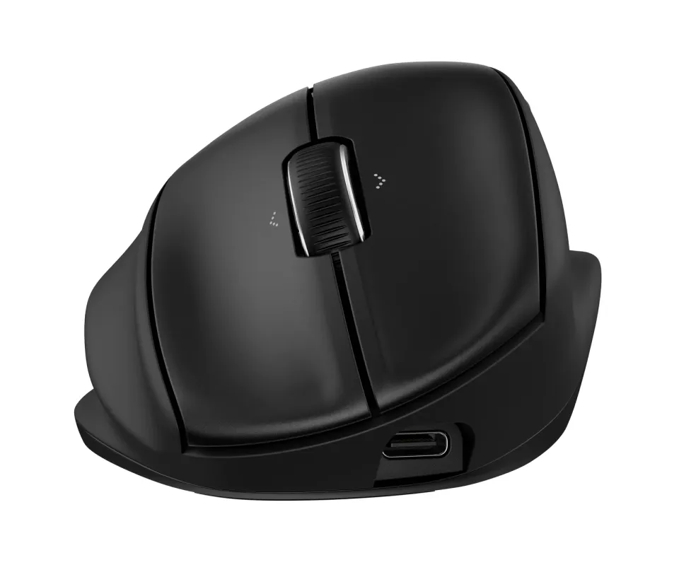 HP Bezdrátová myš HP 720M Tilt Ergonomic Mouse, USB, Bluetooth, 6000 dpi, ergonomická, černá, plné nabití za 3min.