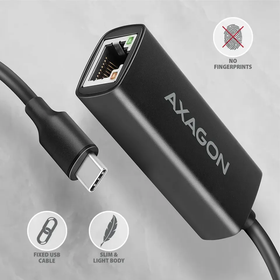 AXAGON ADE-ARC, USB-C 3.2 Gen 1 - Gigabit Ethernet síťová karta, Realtek 8153, a