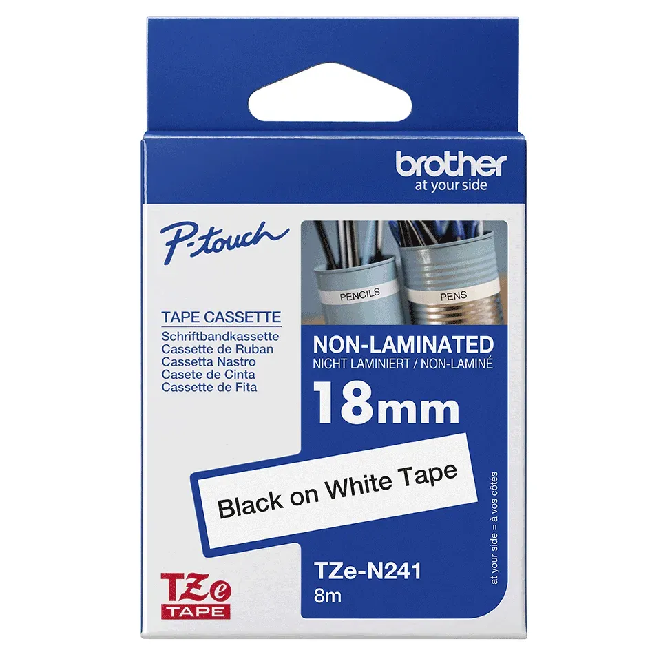 Brother - TZe-N241 bílá/černá (18mm, nelaminovaná)