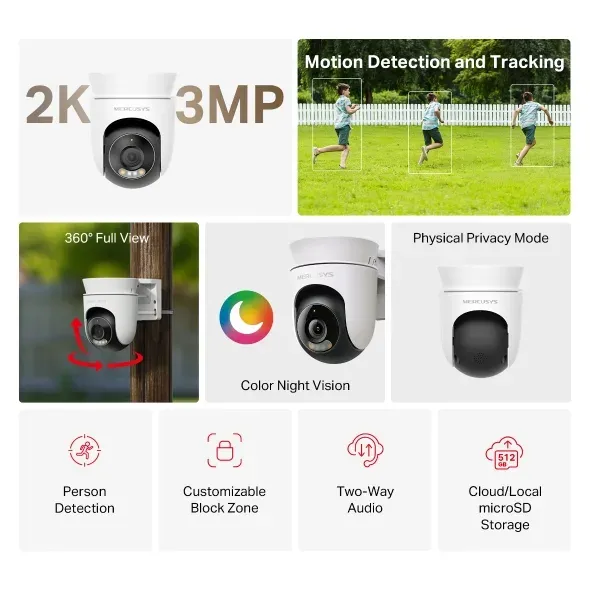TP-Link Mercusys MC510 Venkovní bezpečnostní otočná Wi-Fi kamera