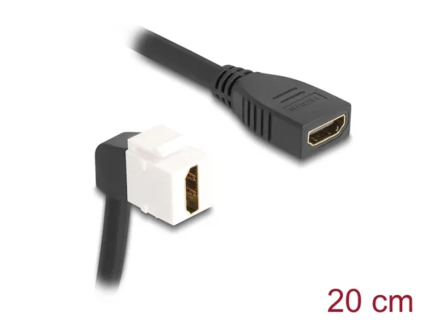 Delock Kabel HDMI Keystone modulu ze zásuvky na zásuvku, pravoúhlý, 90°, 8K 60 H