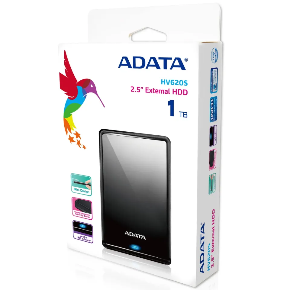 ADATA HV620S/1TB/HDD/Externí/2.5"/Černá/3R