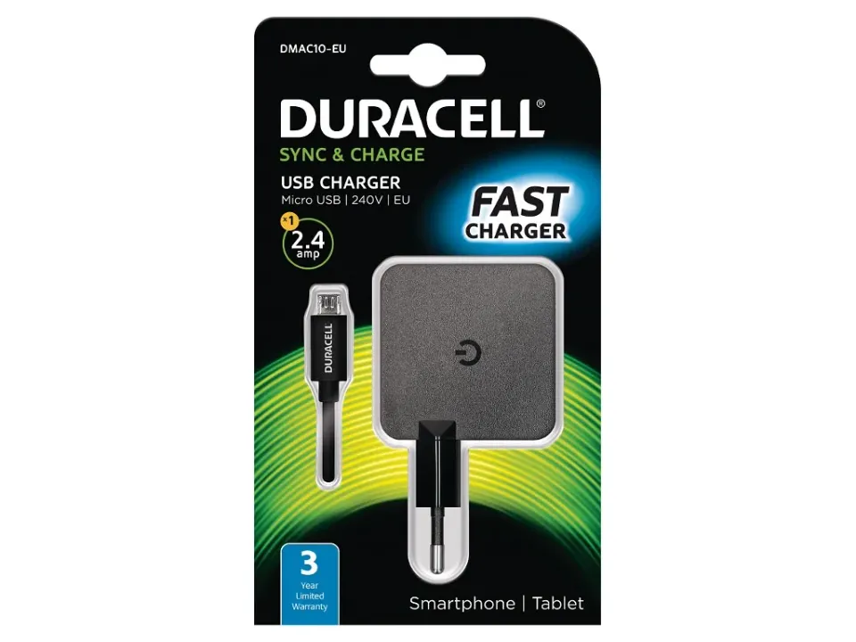 Duracell USB Nabíječka pro čtečky & telefony 2,4A včetně kabelu USB micro B čern