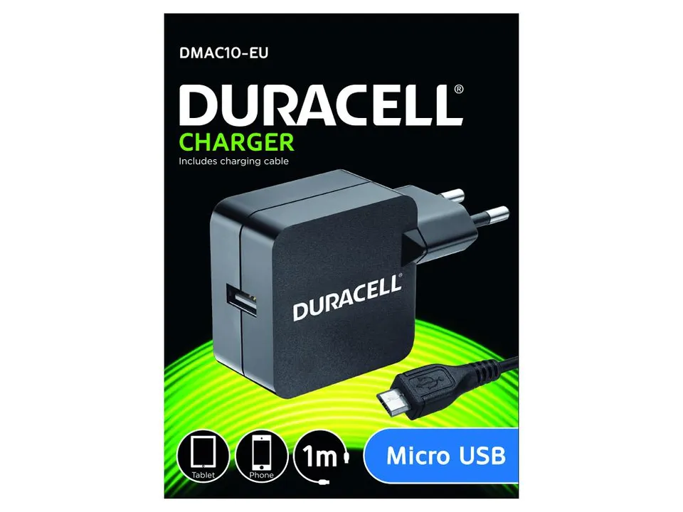 Duracell USB Nabíječka pro čtečky & telefony 2,4A včetně kabelu USB micro B čern