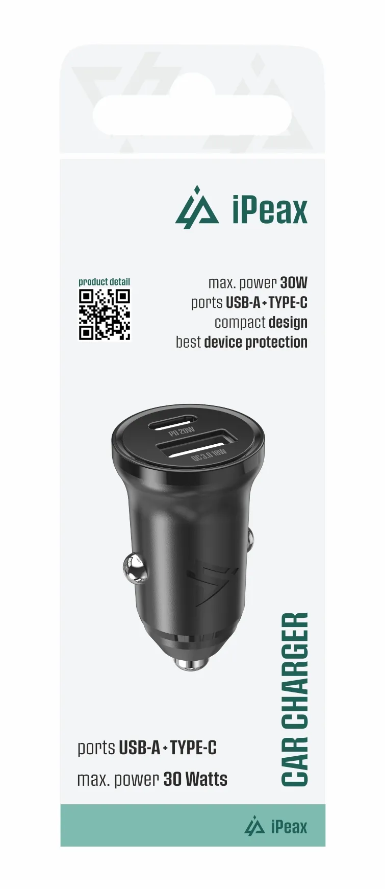 AUTONABÍJEČKA CL-04, PD, 30W, USB-C + USB-A ČERNÁ