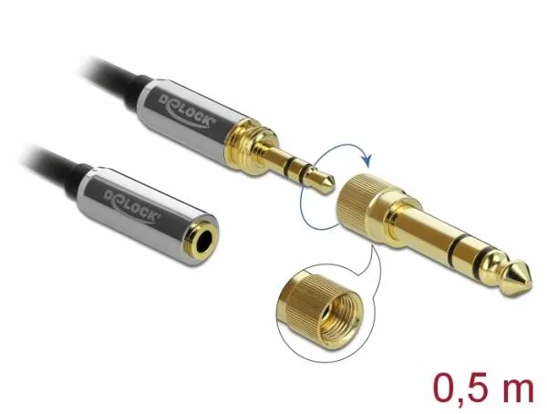 Delock Stereofonní prodlužovací kabel s tríkolíkovou zástrckou 3,5 mm na zásuvku