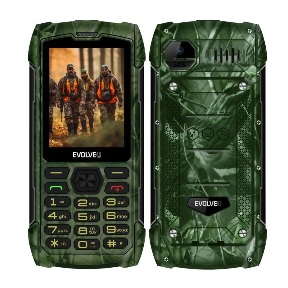 EVOLVEO StrongPhone H1, vodotěsný odolný Dual SIM telefon, lovecká kamufláž