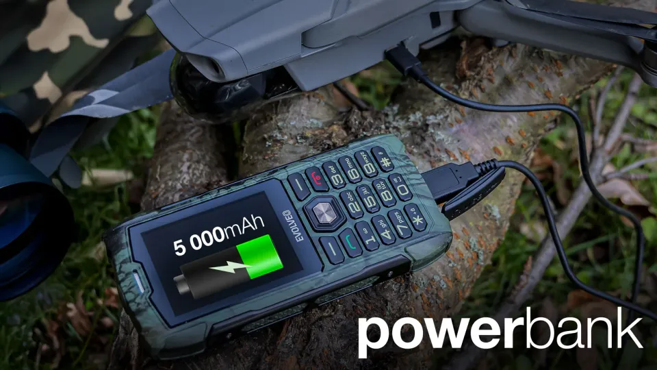 EVOLVEO StrongPhone H1, vodotěsný odolný Dual SIM telefon, lovecká kamufláž