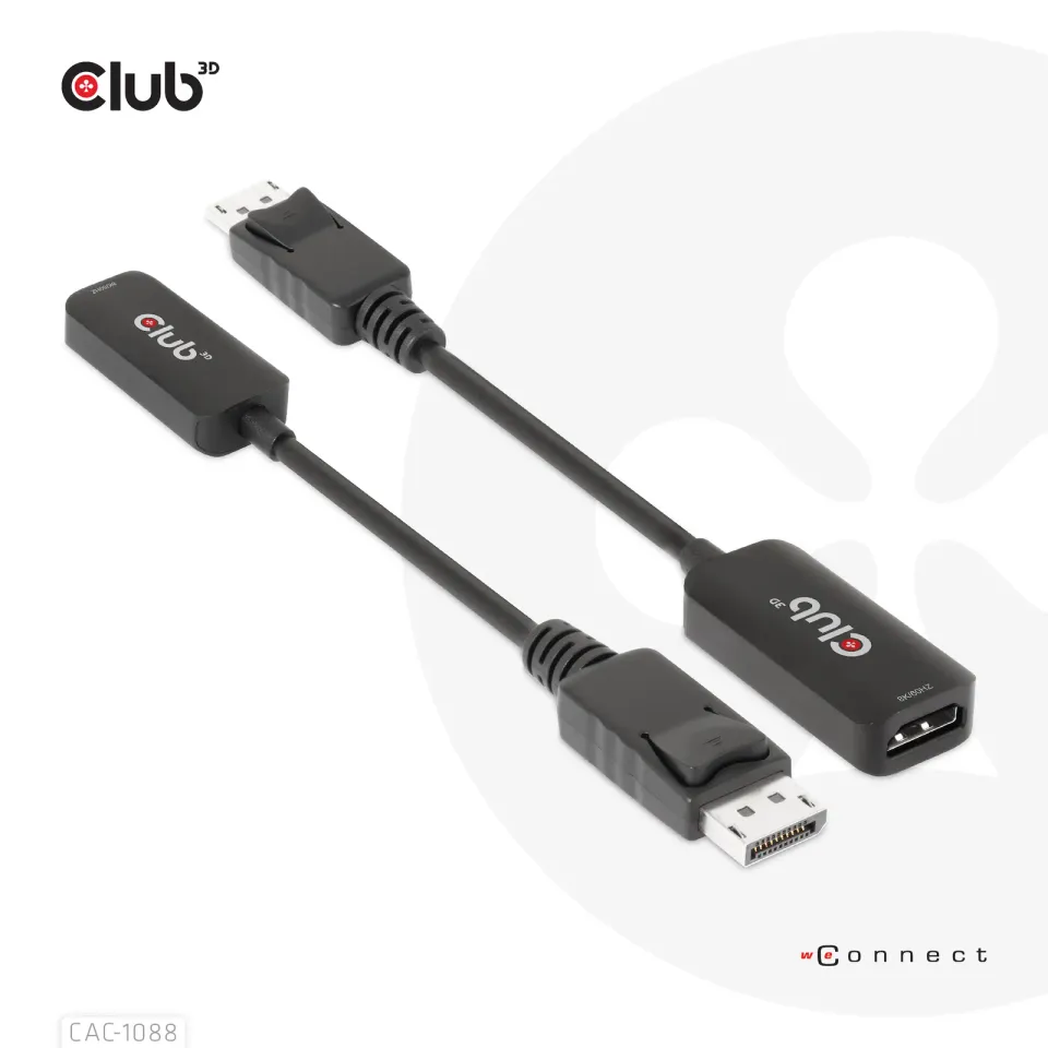 Club3D Adaptér aktivní DisplayPort 1.4 na HDMI 4K120Hz/8K60Hz HDR (M/F), černá