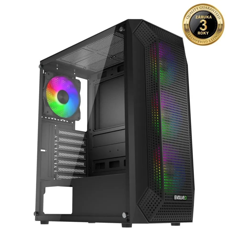EVOLVEO Xenon, skříň ATX, 4x ARGB ventilátor 120mm, přední panel airflow mesh, b