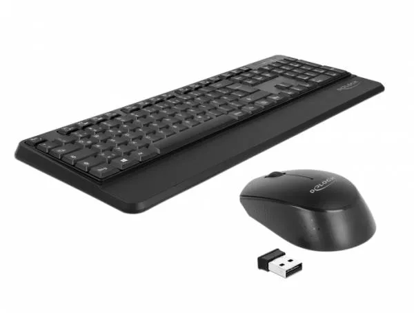 Delock Sada USB klávesnice a myši, 2,4 GHz, bezdrátová, černá (s podložkou pro z