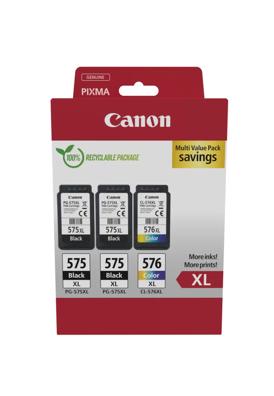 Canon cartridge PG-575XLx2/CL-576XL Multipack / 2x Black +1x Color / 2x15ml + 1x
