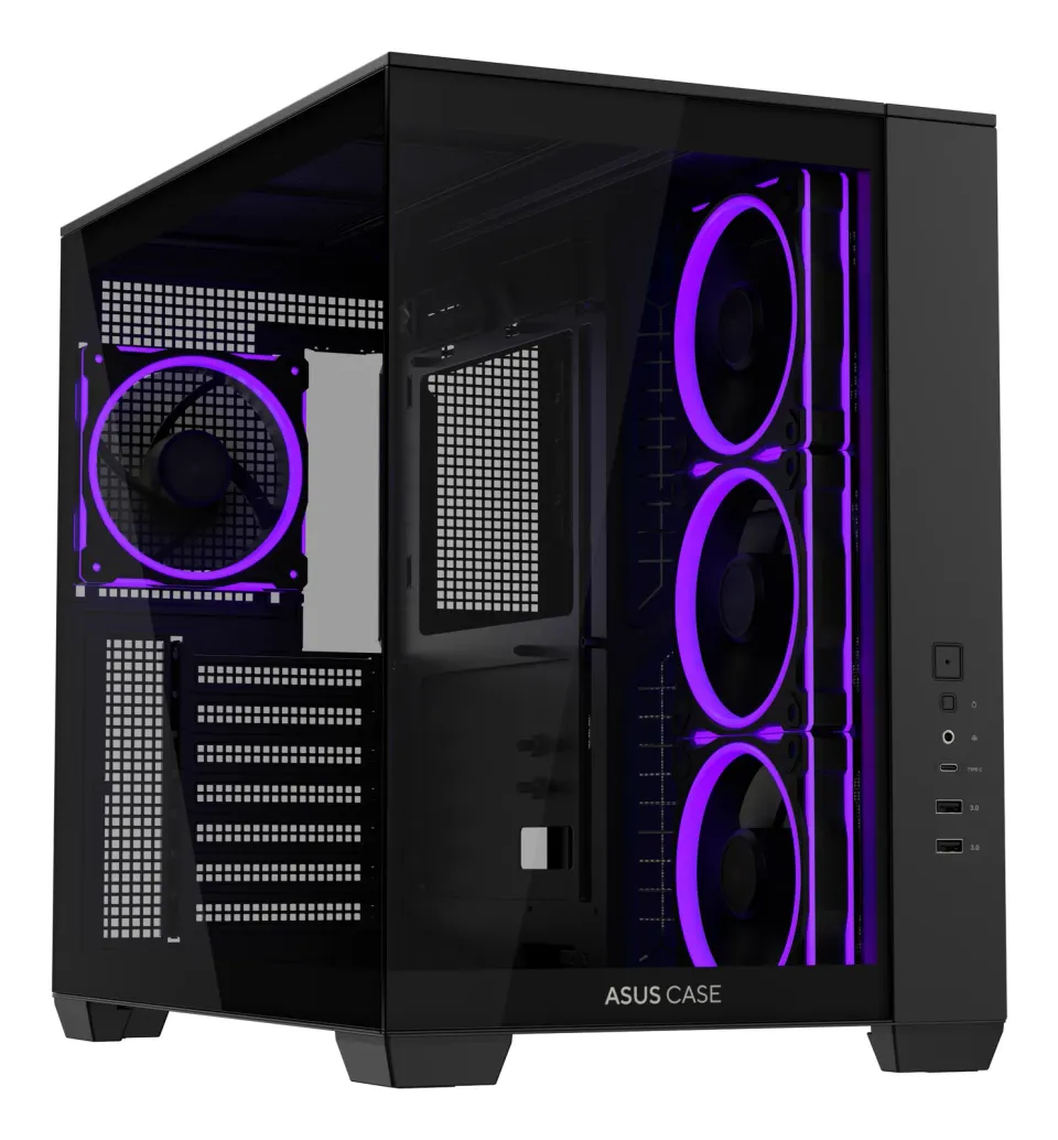 ASUS Case A32 PLUS TG ARGB, ATX, Průhledná bočnice, 4x 120mm ARGB Fan, Černá