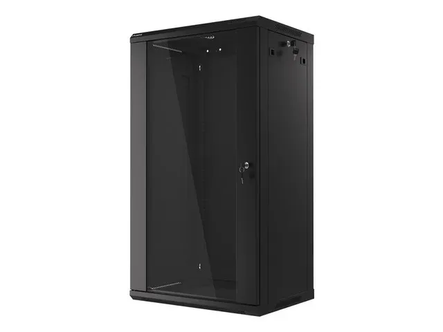 LANBERG 19" RACKOVÁ SKŘÍŇ PRO MONTÁŽ NA STĚNU 22U/600X450 (FLAT PACK) S PROSKLENÝMI DVEŘMI ČERNÁ V2