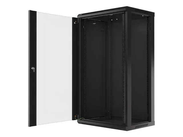 LANBERG 19" RACKOVÁ SKŘÍŇ PRO MONTÁŽ NA STĚNU 22U/600X450 (FLAT PACK) S PROSKLENÝMI DVEŘMI ČERNÁ V2