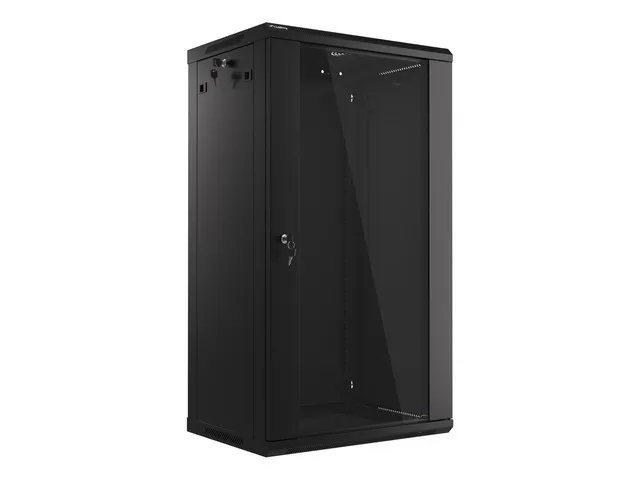 LANBERG 19" RACKOVÁ SKŘÍŇ PRO MONTÁŽ NA STĚNU 22U/600X450 (FLAT PACK) S PROSKLENÝMI DVEŘMI ČERNÁ V2