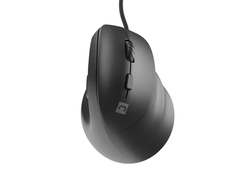 Vertikální myš Natec CRAKE 2 PRO/Vertikální/Optická/Pro praváky/12 400 DPI/Drátové USB-A/Černá