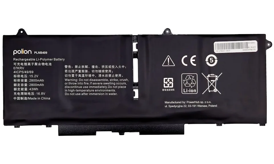 TRX Baterie Polion 07KRV pro notebooky DELL 451-BCWY Latitude 7430 7530 - 2800mAh 43Wh/ neoriginální