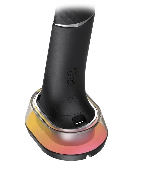 IMMAX LED stolní lampička CORELLA/ Qi nabíjení/ 7W/ 5V/2,1 A/ RGB podsvícení/ stmívatelná/ USB/ černá + stříbrné prvky