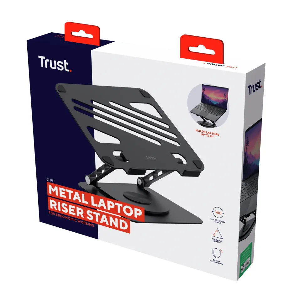 TRUST Stojan na notebook Zeff, skládací, až 16", šedá