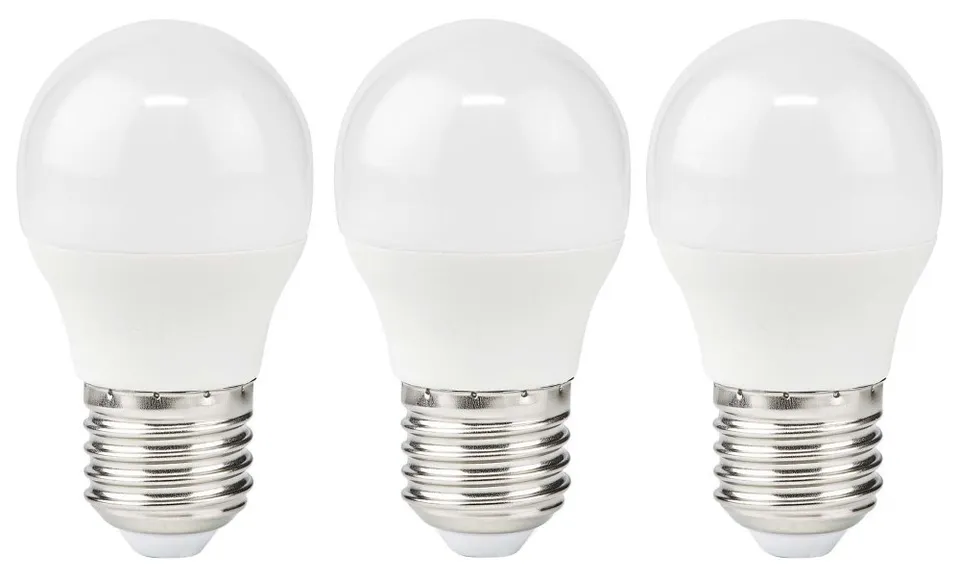 NEDIS LED žárovka E27/ G45/ 4,9 W/ 220 V/ 470 lm/ 2700 K/ teplá bílá/ matná/ 3 kusy