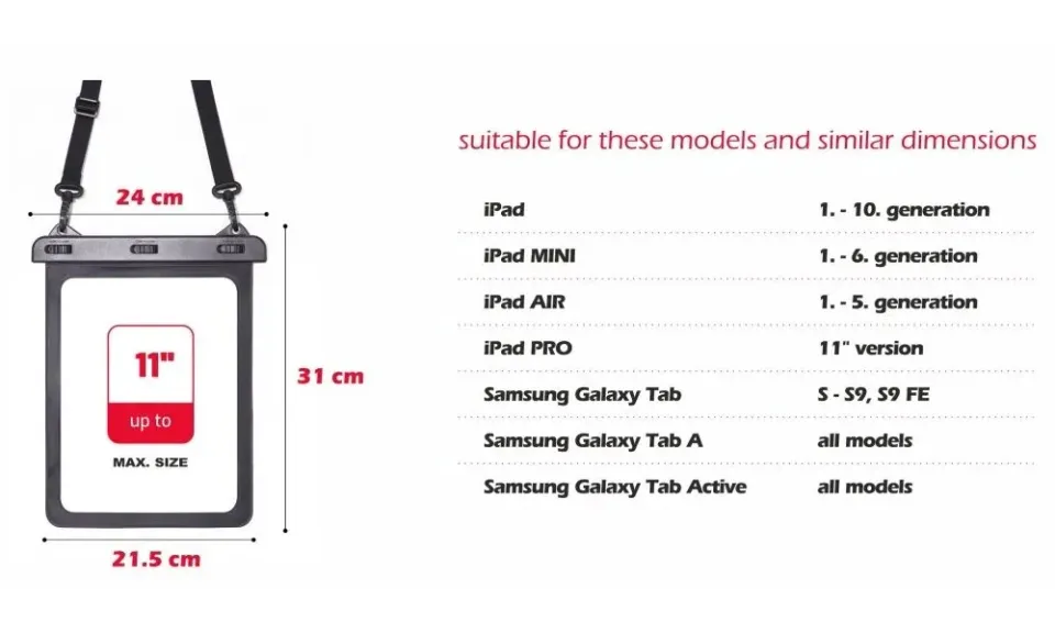 Swissten vodotěsné pouzdro pro tablet 11" černé