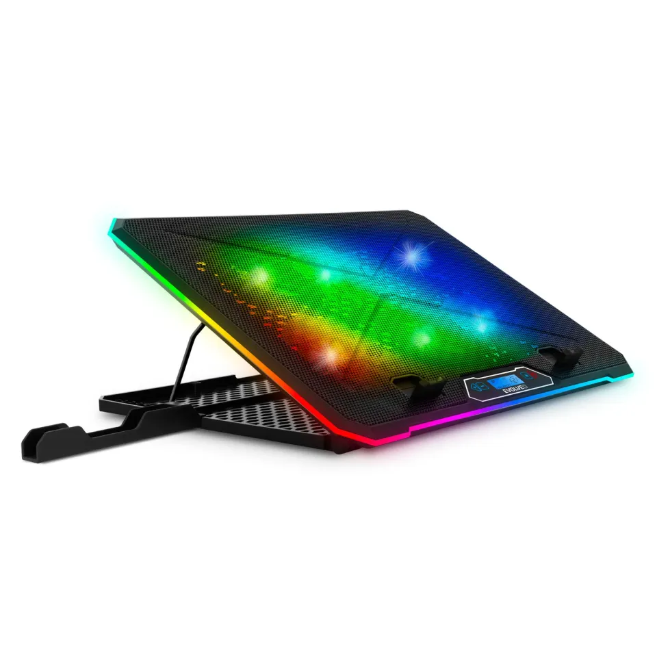EVOLVEO Ania 9RGB, chladící podložka pod notebook, 6x ventilátor, RGB podsvícení