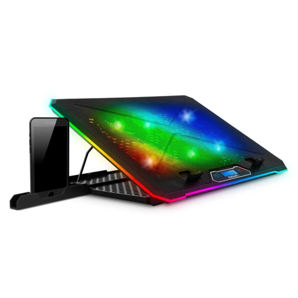 EVOLVEO Ania 9RGB, chladící podložka pod notebook, 6x ventilátor, RGB podsvícení