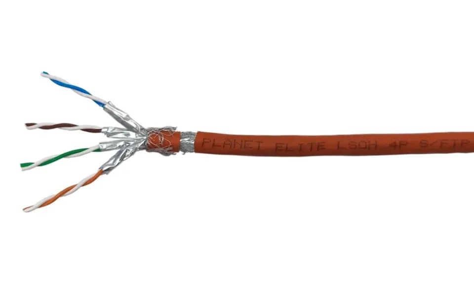 PLANET kabel SFTP, drát, Cat6A, 4p, 500MHz, B2ca,s1,d1,a1 LS0H, stíněné páry, Planet Elite, oranžový, balení 500m
