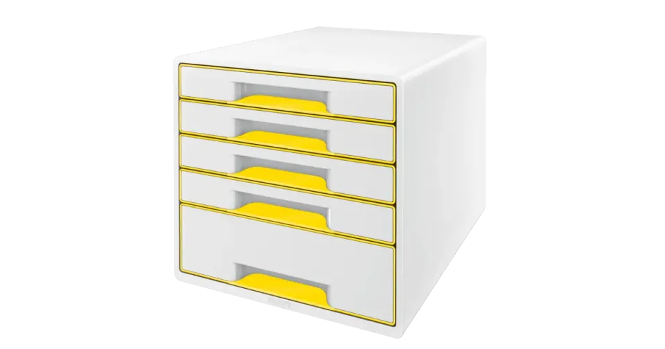 LEITZ Zásuvkový box WOW CUBE, 5 zásuvek, bílá/žlutá