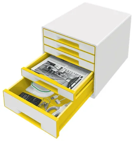 LEITZ Zásuvkový box WOW CUBE, 5 zásuvek, bílá/žlutá