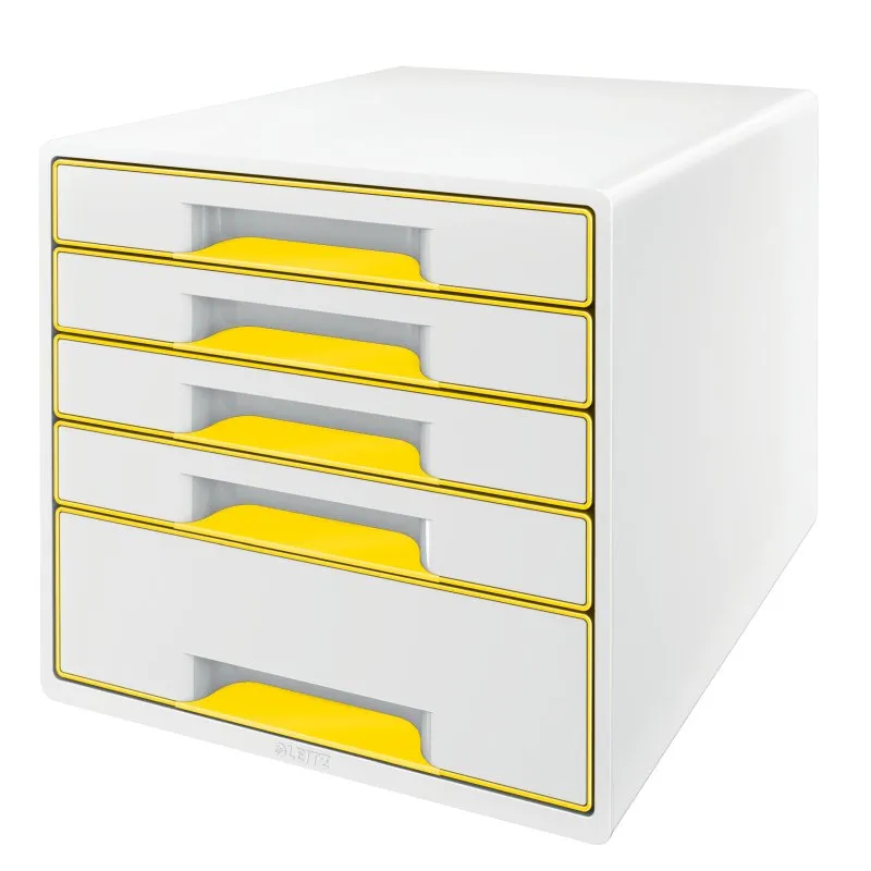 LEITZ Zásuvkový box WOW CUBE, 5 zásuvek, bílá/žlutá