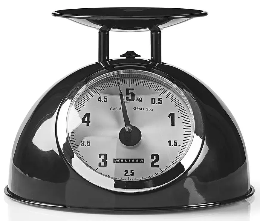 NEDIS Melissa kuchyňská váha/ analogová/ nosnost 5kg/ vyjímatelná mísa/ nerezová ocel/ černá