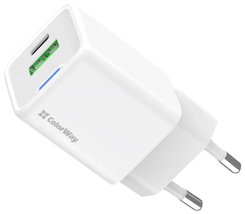 COLORWAY 1x USB-C/ síťová nabíječka/ GaN/ PD/ PPS/ QC/ 35W/ Včetně 100cm kabelu/ Bílá
