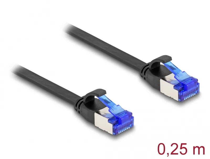 Delock RJ45 Plochý spojovací kabel ze zástrčky na zástrčku, Cat.6A, ohebný, 0,25